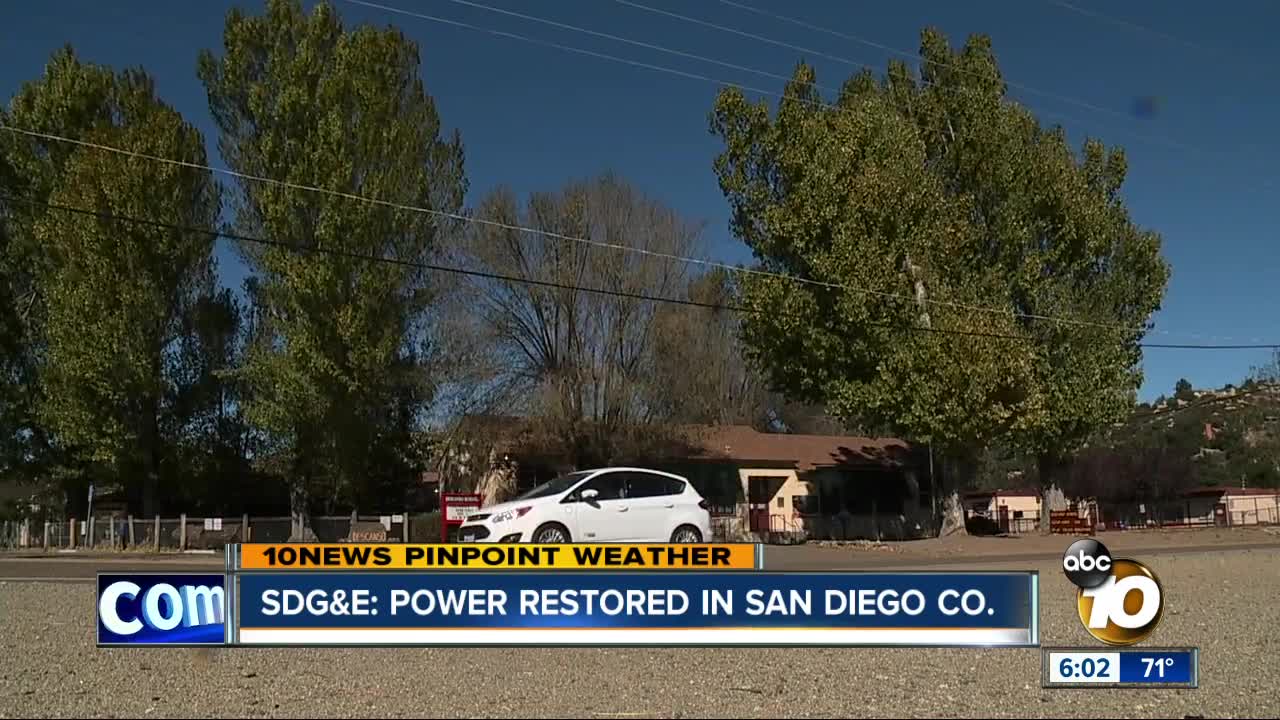 Power restored in San Diego as Red Flag Warning ends