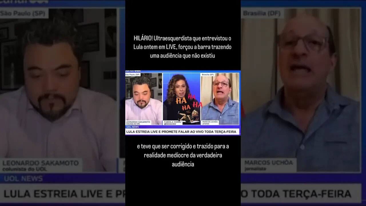 Jornalista mente sobre audiência da LIVE de Lula e teve que ser corrigido. Bolsonaro vence fácil.