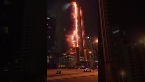 A skyscraper near the Burj Khalifa caught fire this morning in Dubai There is no information about