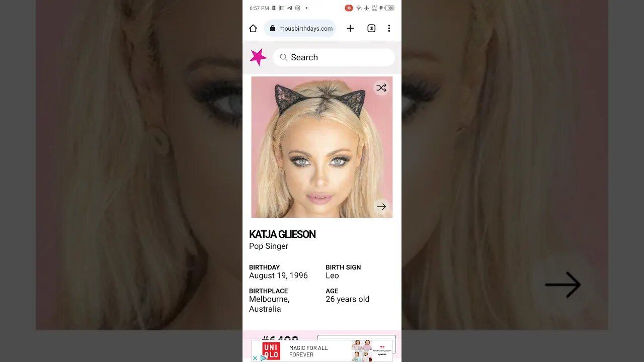 HAPPY 26 BIRTHDAY KATJA GLIESON Pop Singer