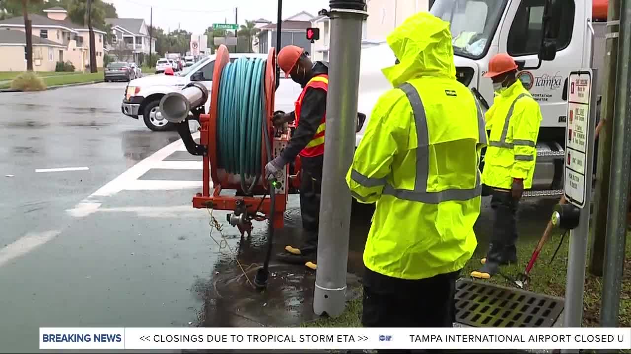 Rain and wind steady in Tampa as Eta approaches