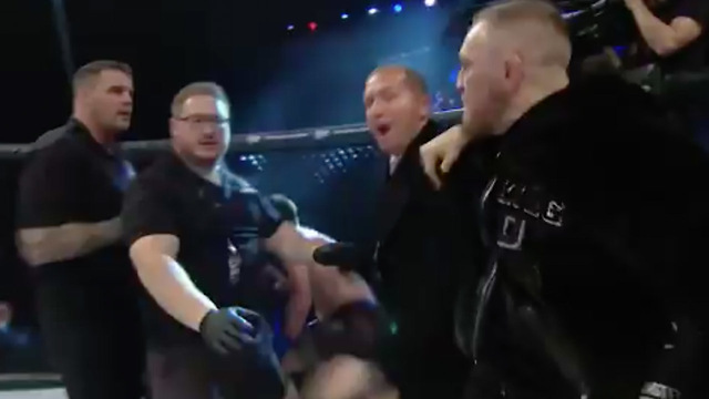 Conor McGregor RUSHES Bellator Cage, SHOVES Referee!