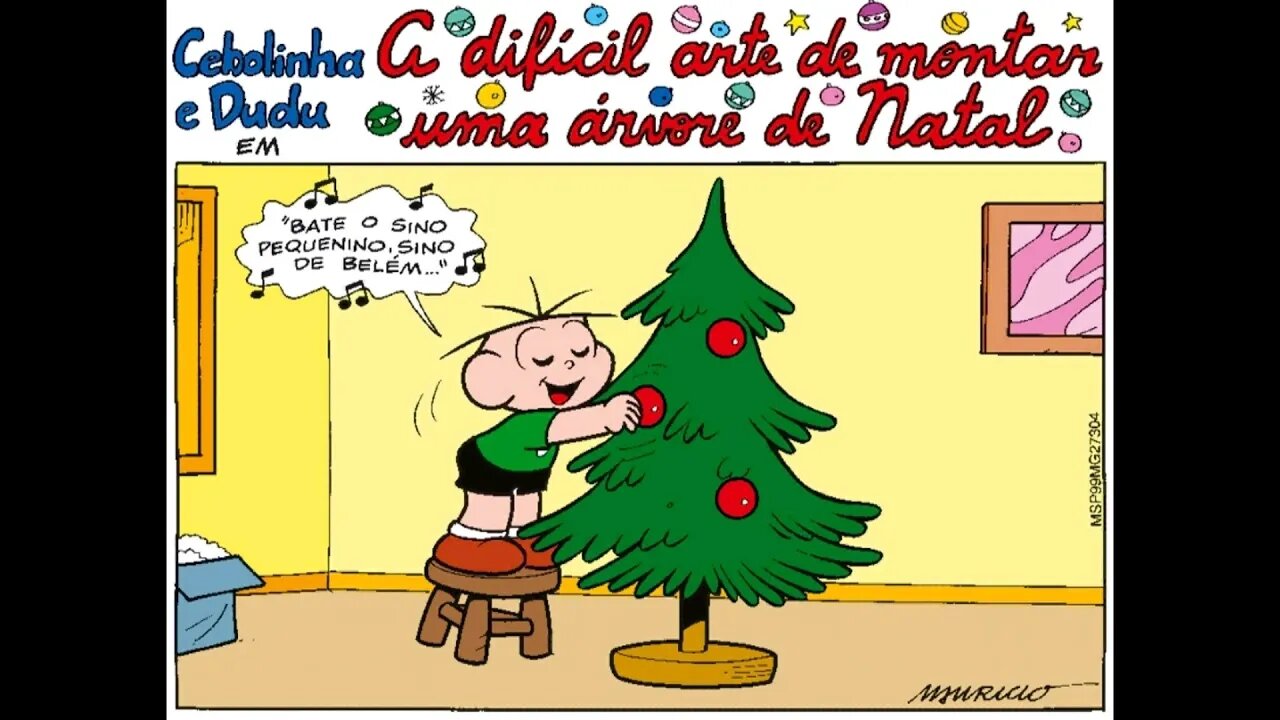 Cebolinha&Dudu em-A difícil arte de montar uma árvore de Natal | Gibis do Rapha 2