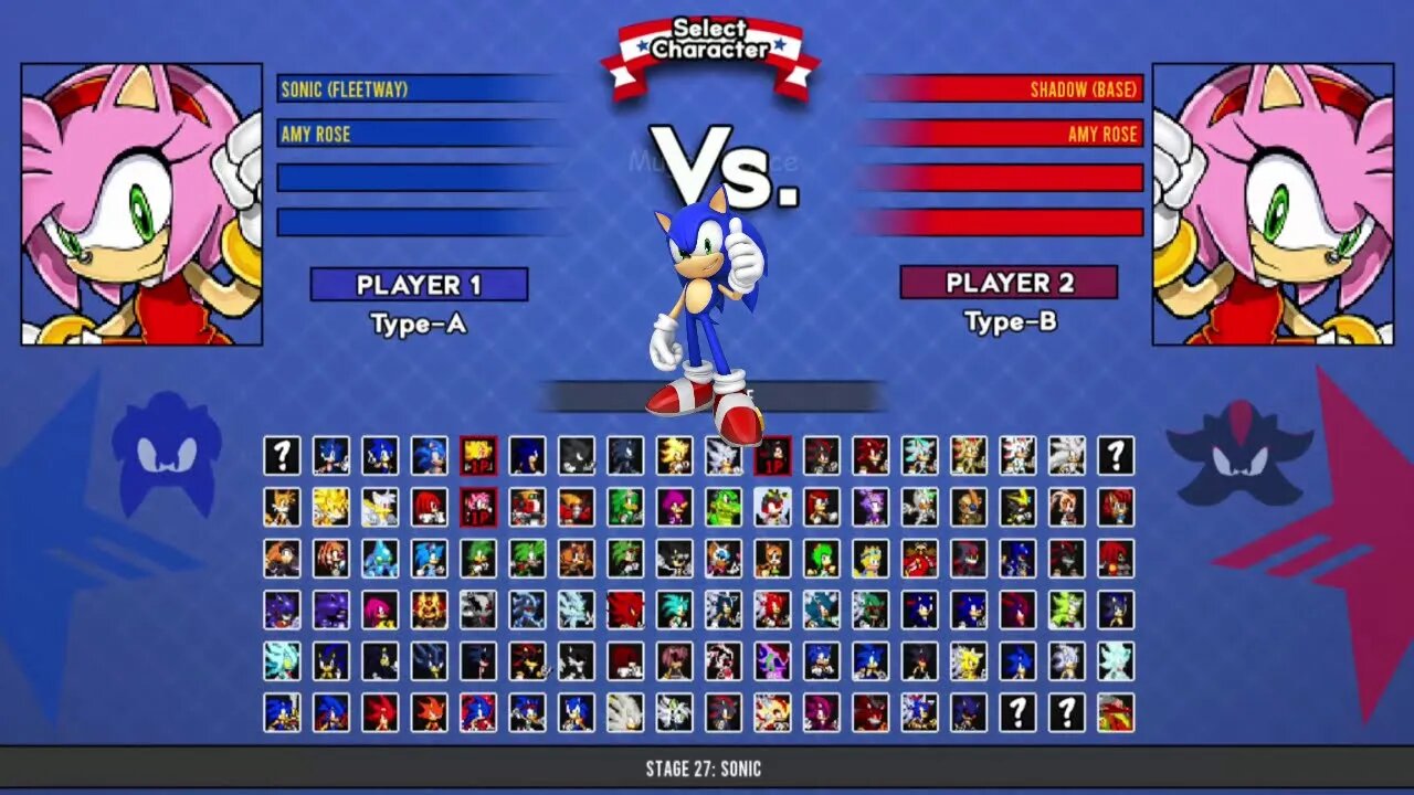 Fleetway Sonic VS Shadow & Amy Rose I Sonic Battle MUGEN HD