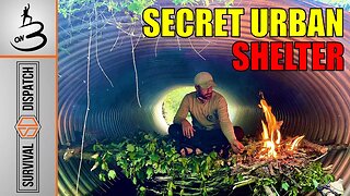 Urban Survival Shelter and Hidden Fire in a Creek Using Only an Axe