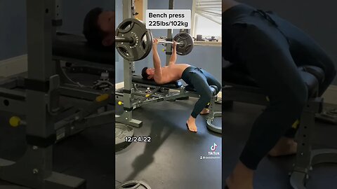 Bench press 225lbs 102kg sets of 10s/8s