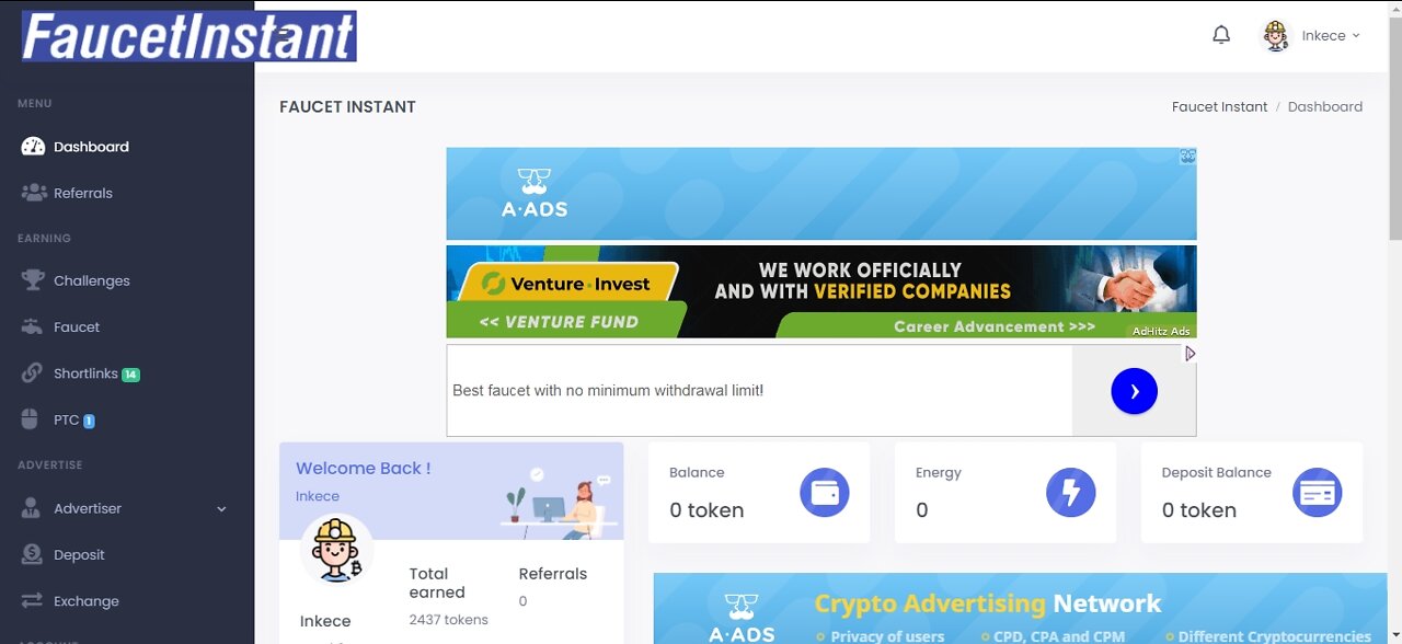 Earn 50 Plus Free Bitcoin In Seconds At FaucetInstant No Minimum Withdrawal With FaucetPay Wallet