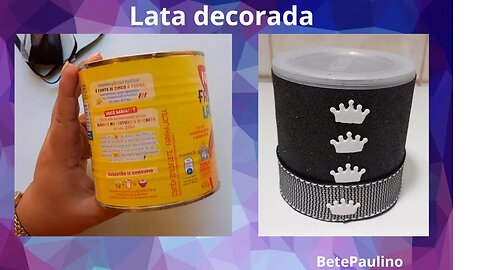 LATA DECORADA COM EVA PRETO/ PENCILHOLDER/NÃO JOGUE FORA/RECICLE/TRANSFORME