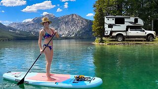 Paddle Boarding a Hidden Alpine Lake (Living in a Truck Camper)