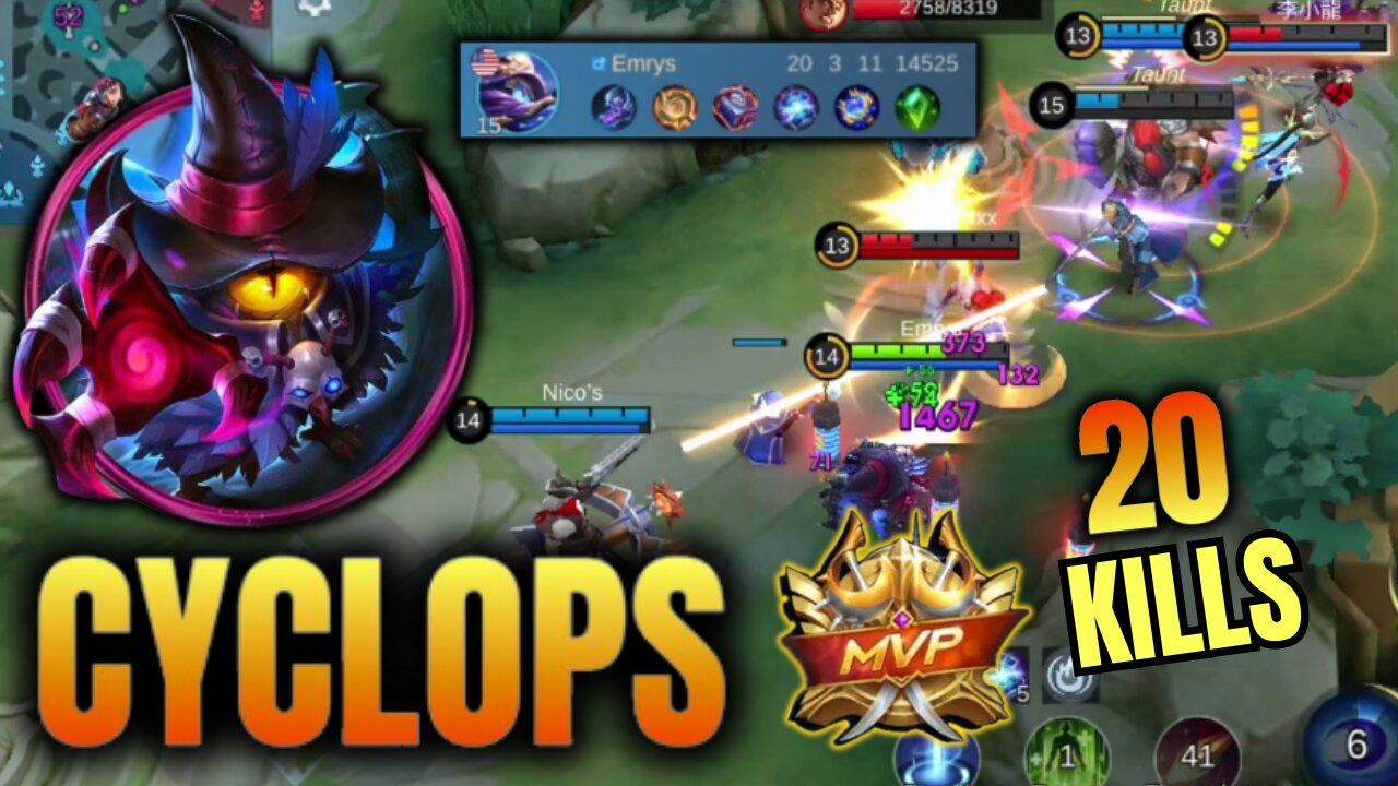 20 Kills! + MVP!! Mythic Ranked Cyclops Mid!