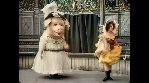 1910 Full Le Cochon Danseur The Pig Dancer 4K 60fps colorized by AI Technology.