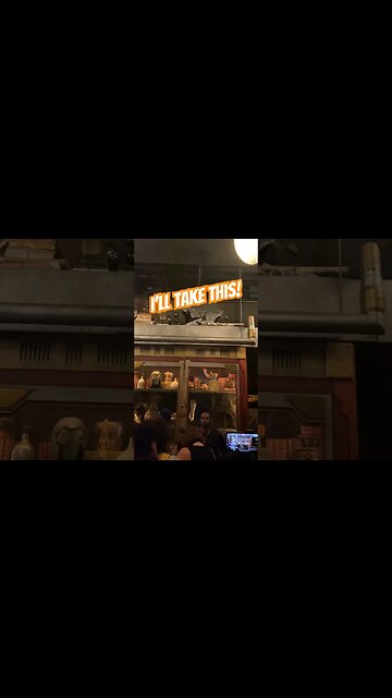 Rocket swipes the Walkman! #californiaadventure #missionbreakout #guardiansofthegalaxy