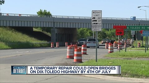 A temporary repair could open bridges on Dix-Toledo Highway by Fourth of July