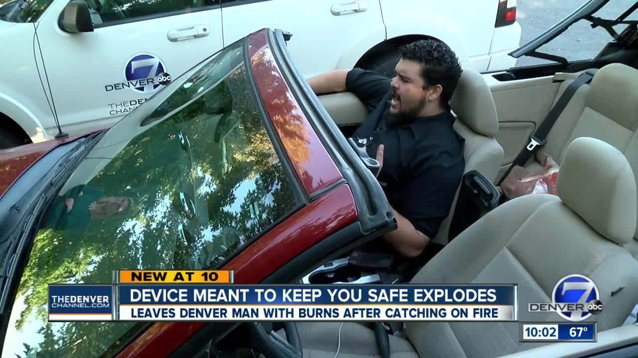 Denver men say auto safety device 'Crashsafe' exploded while charging phone