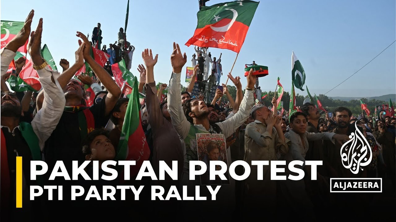 Thousands of protesters gathered at a rally organised by former Pakistani PM Imran Khan