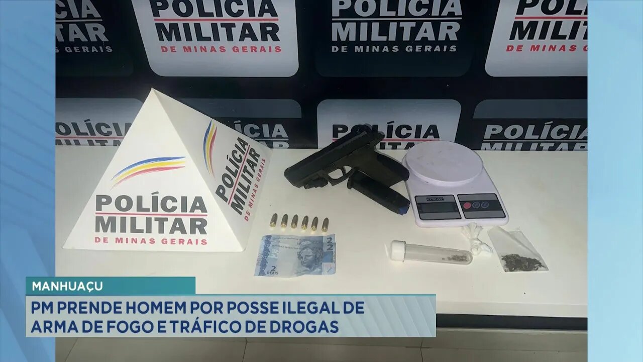 Manhuaçu: PM Prende Homem por Posse Ilegal de Arma de Fogo e Tráfico de Drogas.