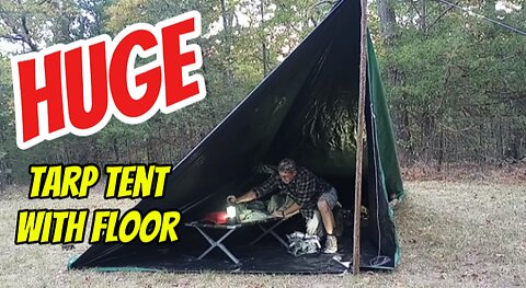 Fully Enclosed Tarp Shelter Configuration With Floor & Door. SOLO Camping & Cooking In The Woods