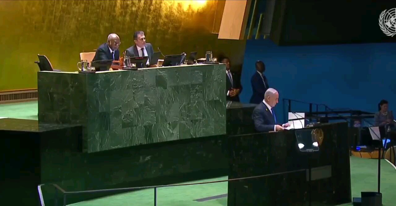 BREAKING: Almost the entire room cleared out during Netanyahu's speech at the UN General Assembly.