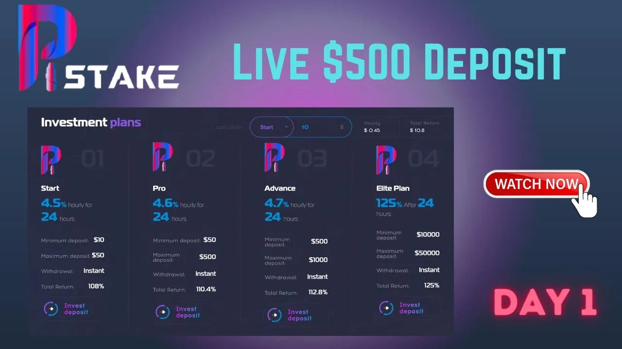 Pi Stake Day 1| $500 Live Deposit & Super Fast Withdrawals 🔥