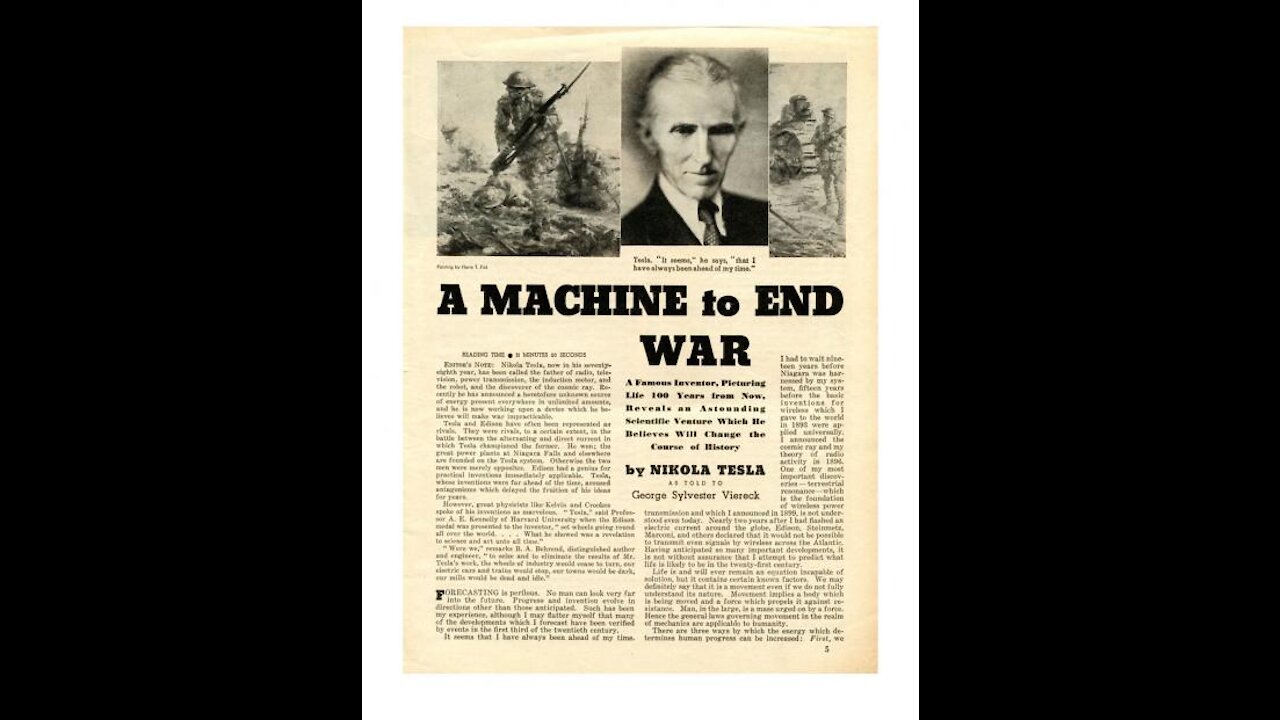Tesla FBI Files Batch 3 Pg's 1-31, "TELEFORCE" A Machine to End all War