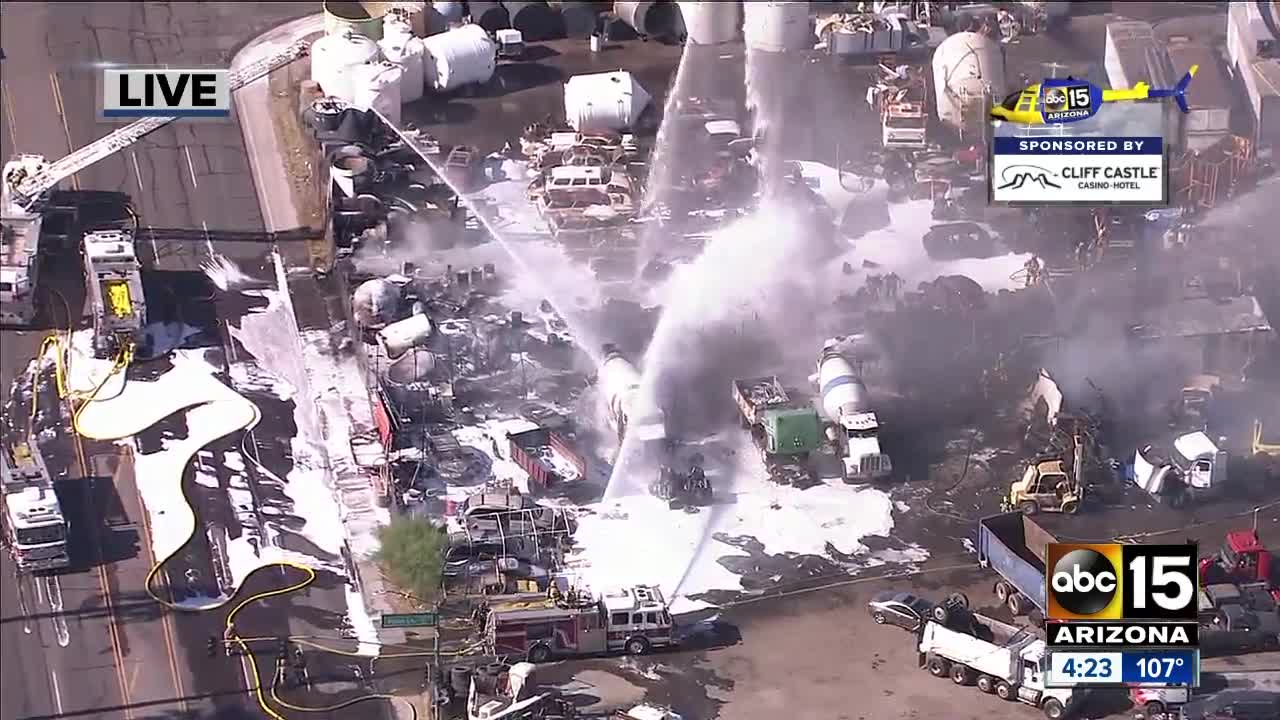Scrap yard fire ignites near 27th Avenue and McDowell Road