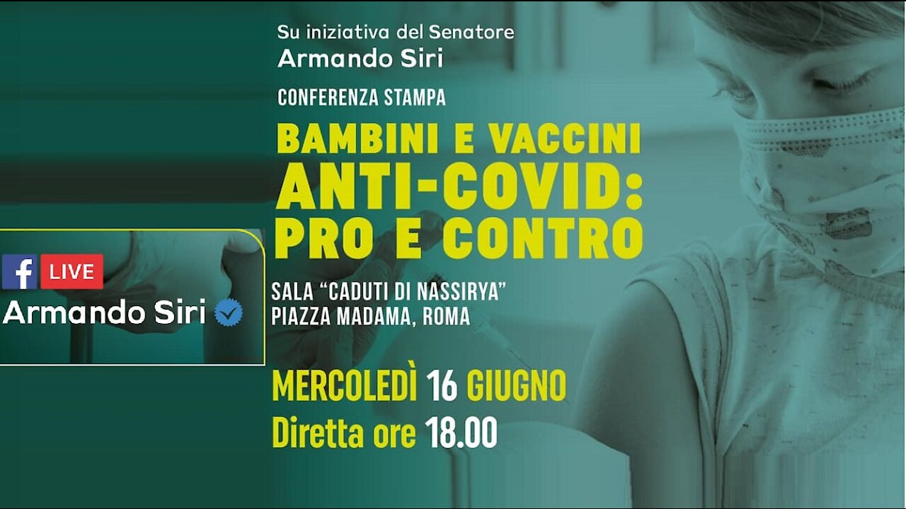 🔴 Sen. Armando Siri in Senato: bambini e vaccini anti-COVID, pro e contro.