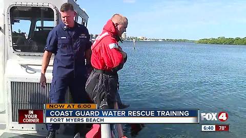 Coast guard training for water rescues