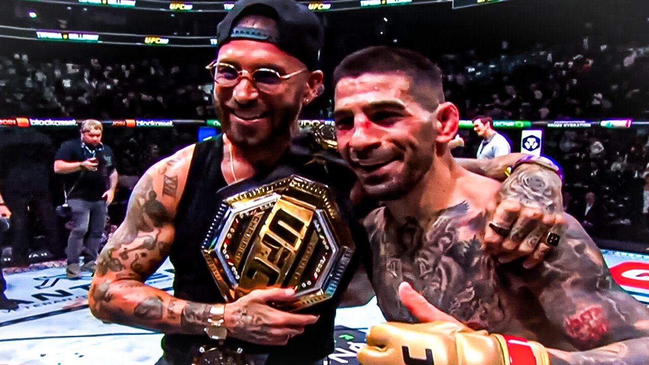 Illia Topuria Hugs Sergio Ramos After Becoming UFC Champion