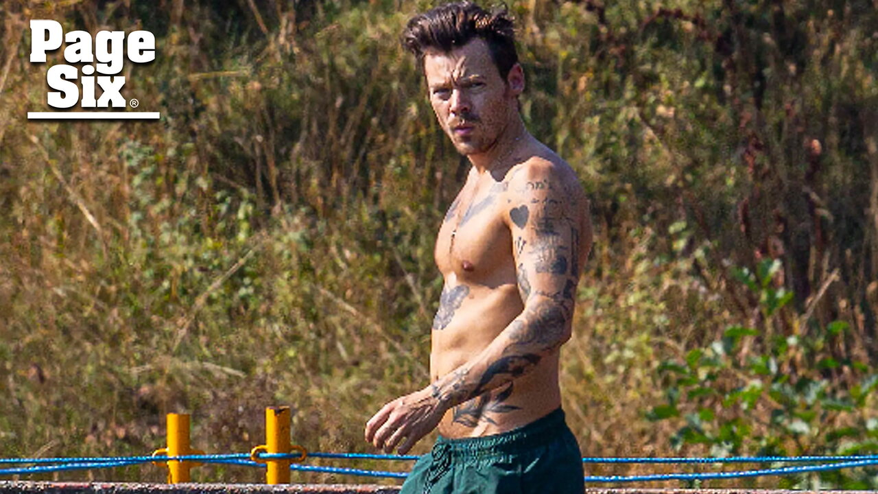 Shirtless Harry Styles shows off ripped abs while going for swim during London heatwave