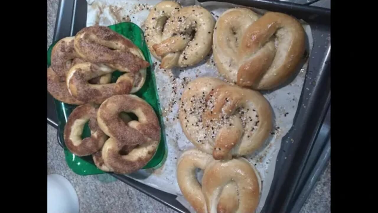 Making soft pretzels -YUM