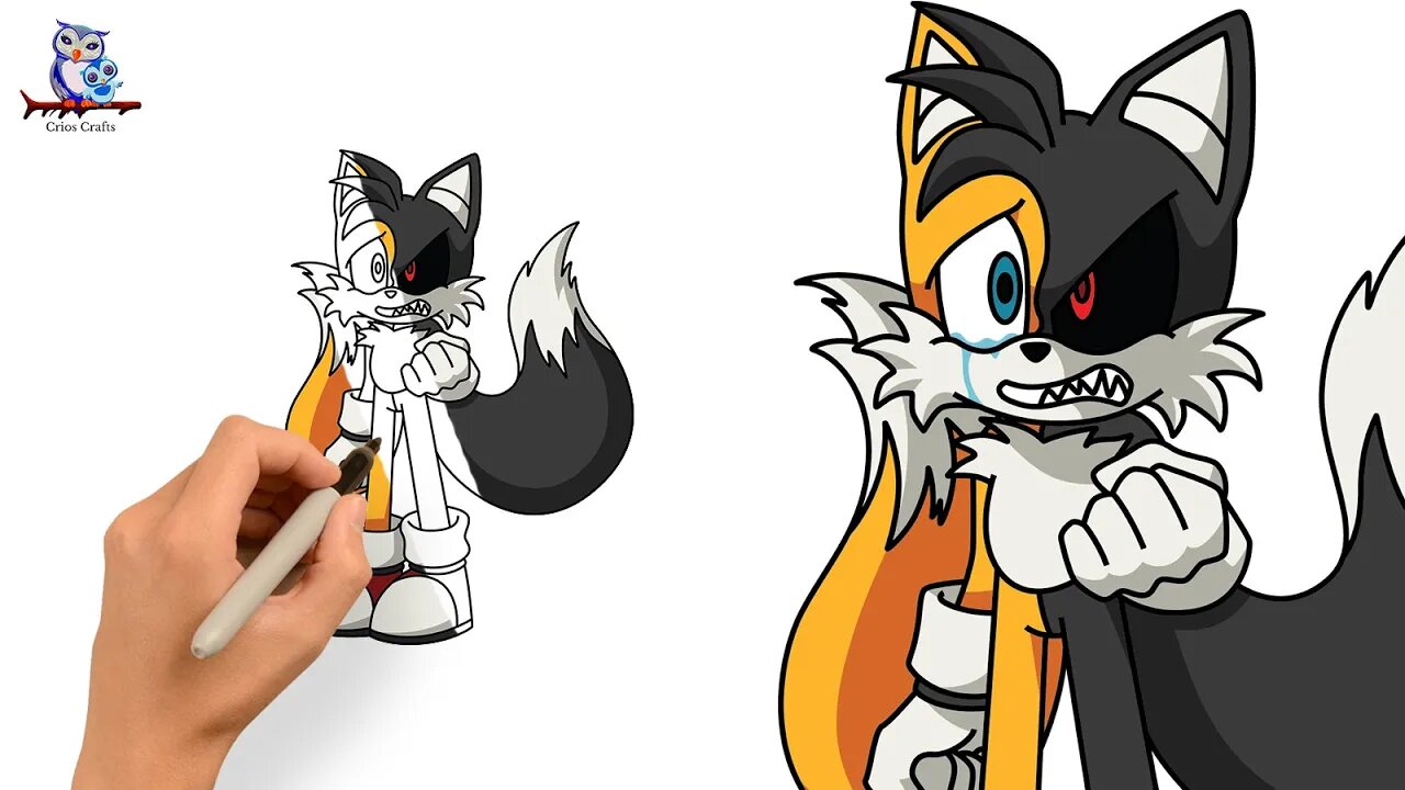 How to Draw Miles “Tails” Prower - Sonic.exe Nightmare Version