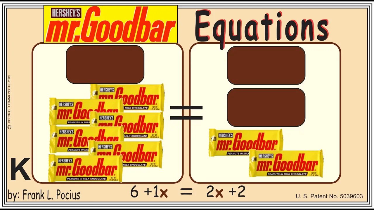 VISUAL mrGOODBAR 6+1x=2x+2 EQUATION _ SOLVING BASIC EQUATIONS _ SOLVING BASIC WORD PROBLEMS