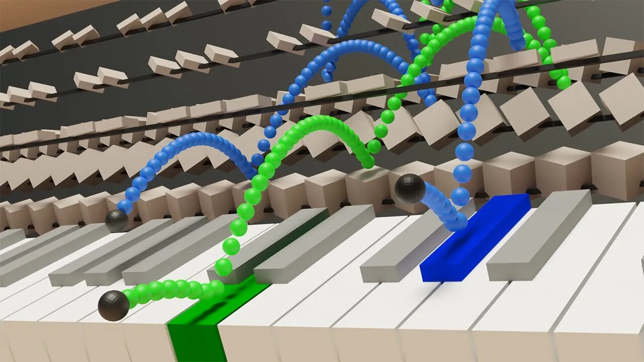 Visualizing Piano with Bouncing Balls (Chopin - Nocturne op.9 No.2)