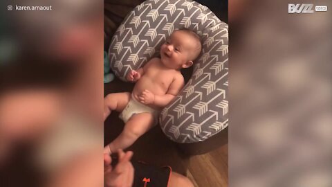 Baby can't stop laughing at hearing random words