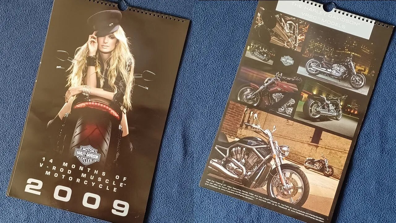 Vintage CALENDAR REVIEW : 2009 HARLEY-DAVIDSON MOTORCYCLES 14 MONTHS OF V-ROD MUSCLE MOTORCYCLE