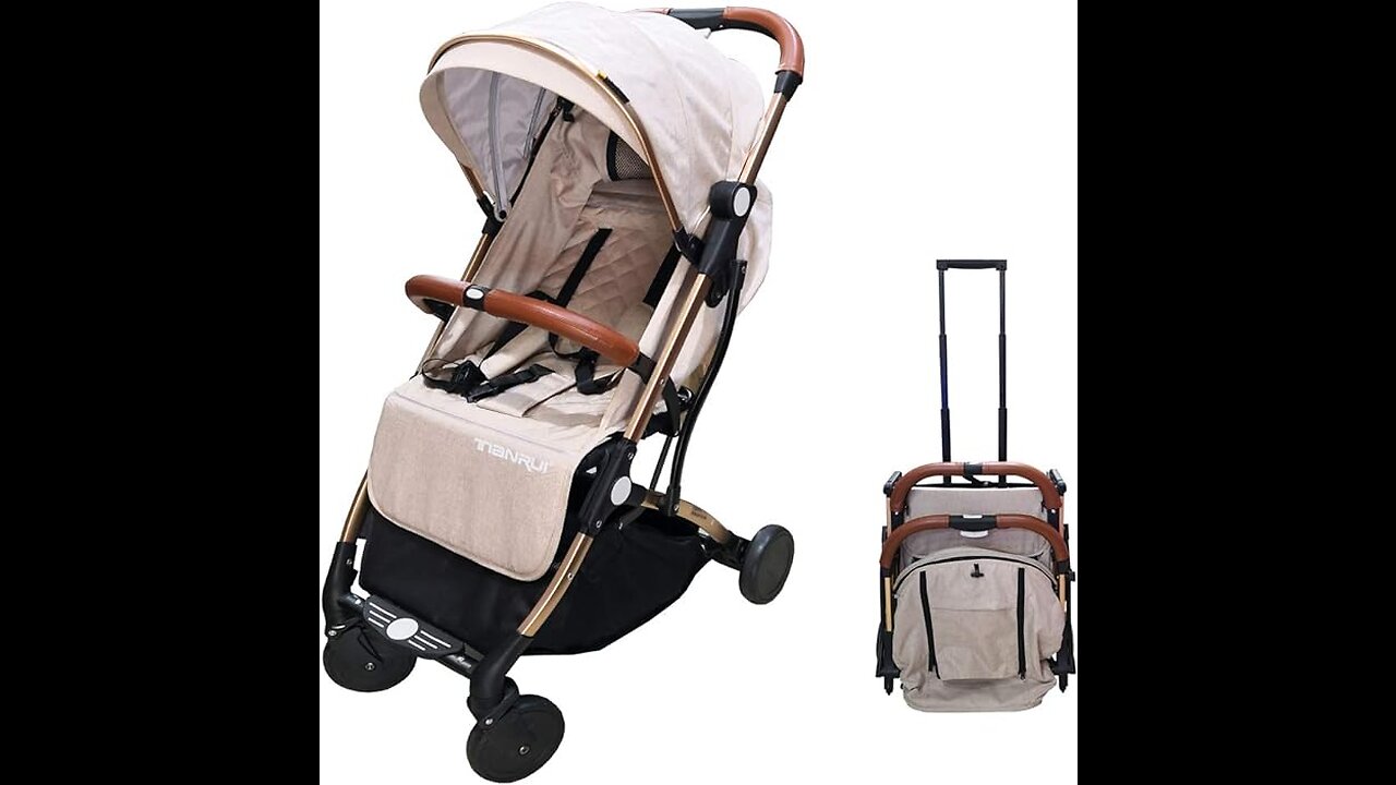 Tianrui Portable Stroller for traveling, easy folding type can use in airline cabinet, gold