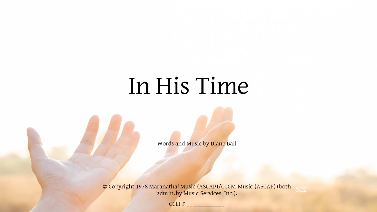 In His Time and May 15 Prayer Time