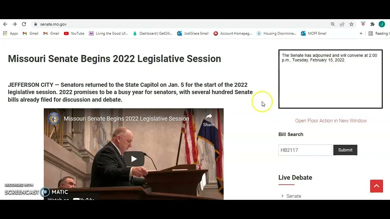 MO Senate Website Tutorial: Freedom Filibuster Focus (HB 2117)