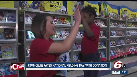 Children at Washington Irvington Elementary School get free books from RTV6 & The Scripps Howard Foundation