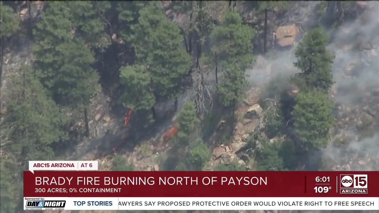 Brady Fire burning north of Payson