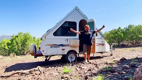 A-Frame Pop Up Camper at the 80 acre OFF GRID Property