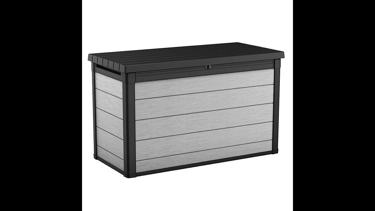 Keter Brightwood 120 Gallon Resin Large Deck Box for Patio Garden Furniture, Outdoor Cushion St...