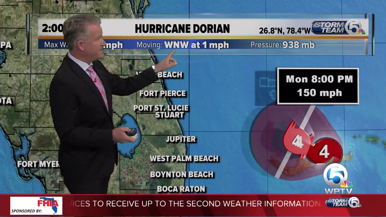 2 p.m. Monday Dorian update