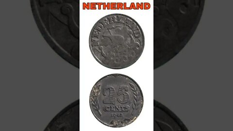 Netherlands 25 cents 1942.#shorts #coinnotesz