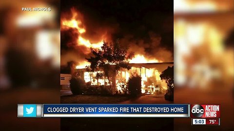 Clogged dryer vent blamed for Clearwater home fire