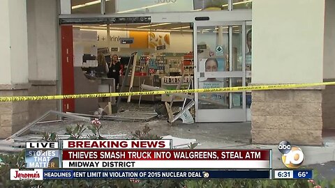 Truck crashes into Walgreens, thieves rip out ATM