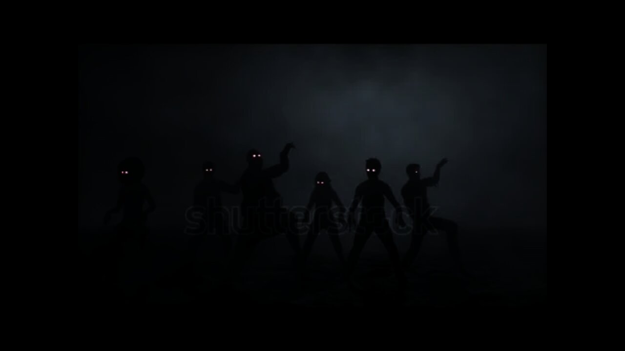 Group of scary zombies dancing. Halloween concept.