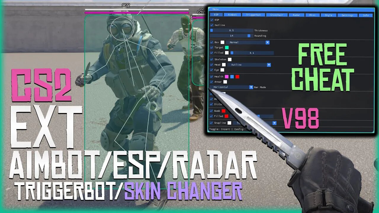 EXT BEST FREE CS2 CHEAT | SKIN CHANGER + AIMBOT ESP & TRIGGERBOT | UNDETECTED (Free cheat)+Download