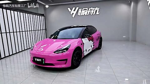 特斯拉3，水晶高亮粉，hellokitty定制，少女心爆棚。