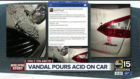 Man searching for person that dumped acid on his daughter's car